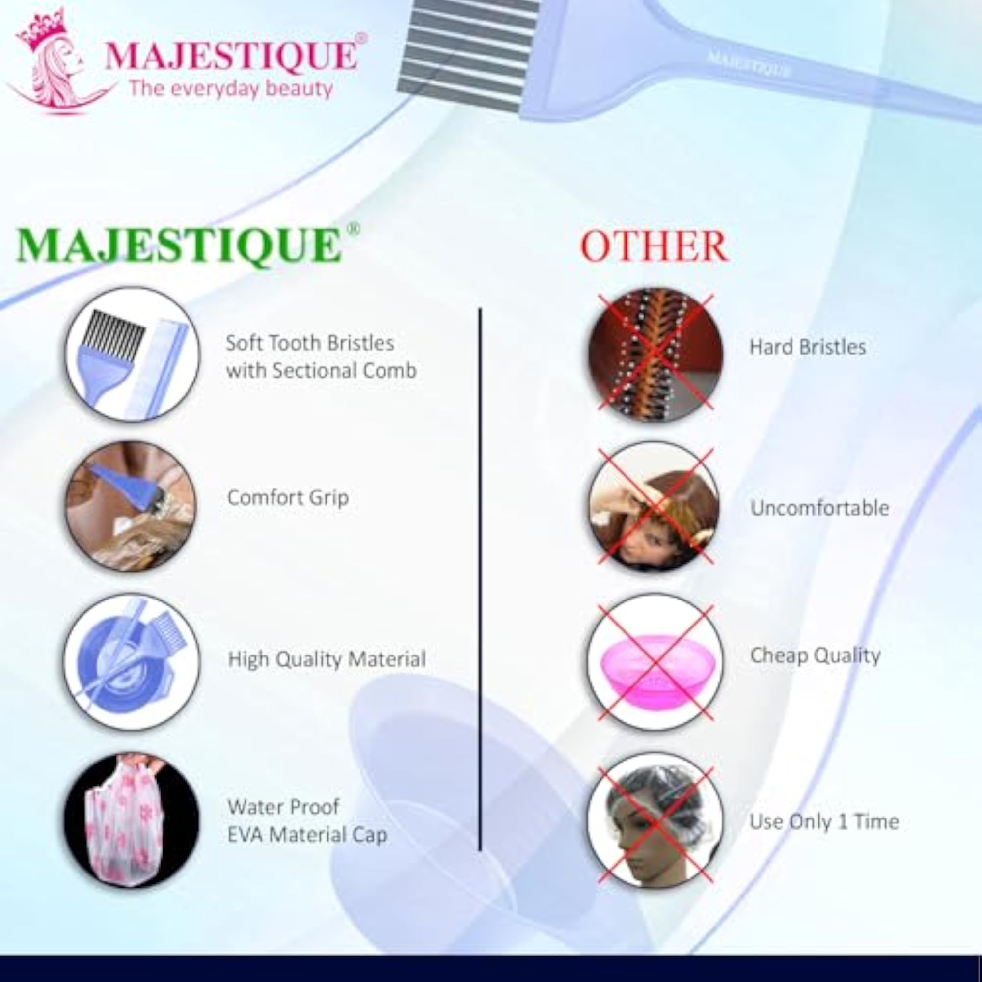 Hair Coloring Dyeing Kit with Brush, Comb, Bowl, Gloves, and Cape