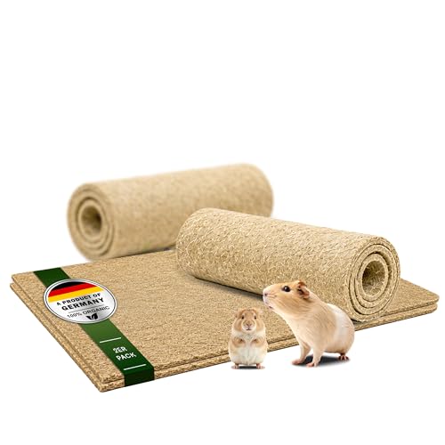 ProFlora Nagerteppich 100 x 50 cm (2er Pack) Hanfmatte aus 100% Hanf für Nager Kaninchen Meerschweinchen Saugfähige Nagermatte & Unterlage für Hamster Kleintierteppich Made in Germany