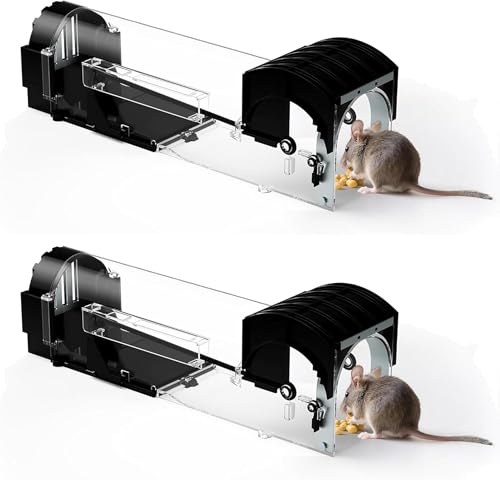 Humane Mouse Traps, 12.2 inches Enlarged No Kill Rat Live Traps 2 Pack for Chipmunks, Reusable Catch and Release Mice, Pet and Children Friendly Mouse Trap that Work