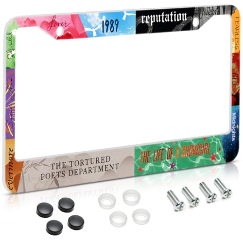 License Plate Frame for Car, All Music Verson Plate Frame with Screws for Standard Us Canada License Plate Holder, Stainless Steel Car Accessories 12x6 Inch