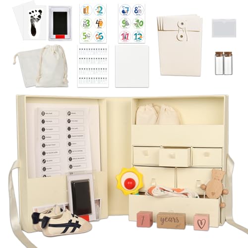 Memory Box for Kids Baby Keepsake Box Large Memory Box with Lids 8 Additional Items Neutral Minimalist Newborn Keepsake Box for Baby Girl & Boy Gift for Baby Shower Expecting MomsLight Yellow