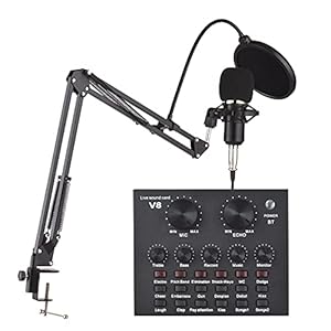 Ksodgun V8 condensatormicrofoonset voor externe geluidskaart van Vivo Mini Audio voor live streaming, karaoke, zang…