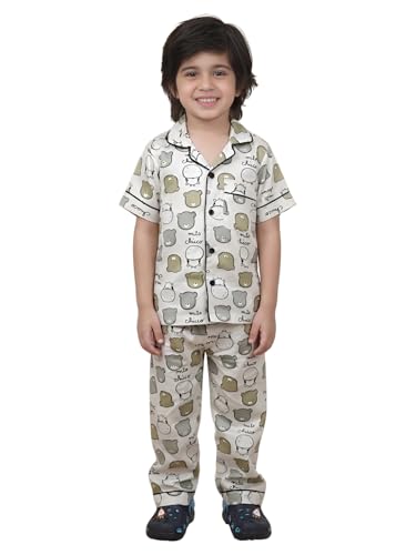 Image of POLKA TOTS 100% Pure Cotton Half Sleeve Night Suit for Kids, Girls & Boys | Cotton Pyjama Set | Unisex Night Dress for Children | Night Suit for Girls |Sleepwear for Kids | Winter Night Dress for Boys