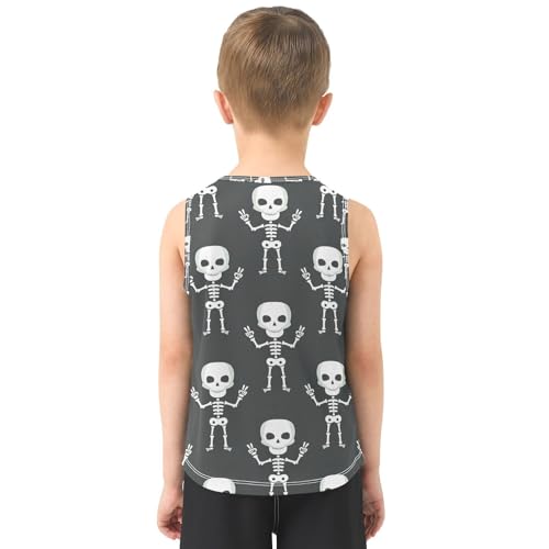J JOYSAY Cartoon Skeleton Peace Boys Tank Top Sleeveless Muscle Shirts Quick Dry Kids T-Shirts 3-15T3