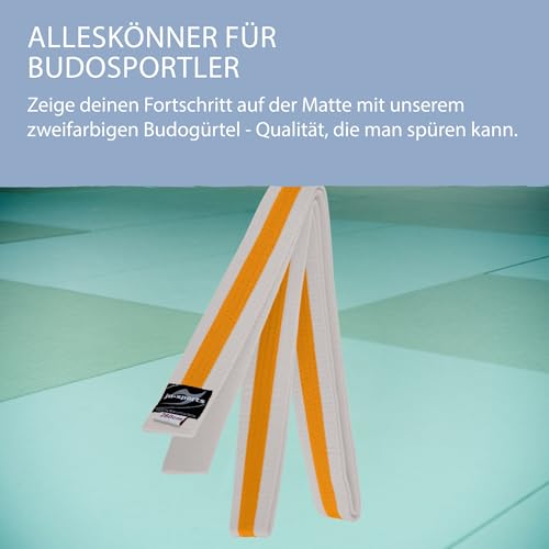 Ju-Sports Budogürtel in Weiß/Gelb/Weiß aus Baumwolle