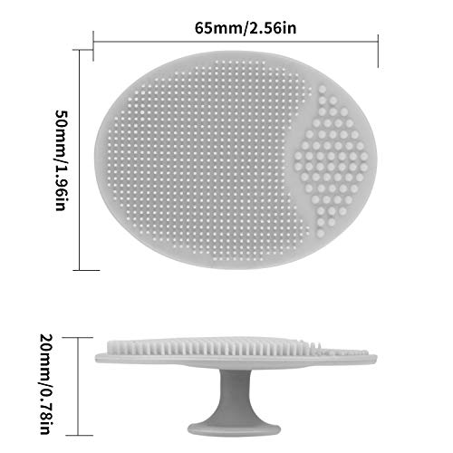 Silicone Face Scrubbers Exfoliator Brush-Facial Cleansing Brush Blackhead Scrubber Exfoliating Brush-Facial Cleansing Pads Precision Pore Cleansing Pad Acne Removing Face Brush-2 Pack, Grey And White #TOP1