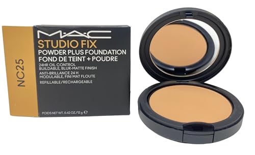 M.A.C Cosmetics Studio Fix Powder Plus Foundation 24-hour oil control - NC25 - (Light beige with golden peach undertone for light skin) 0.42 OZ / 12 G