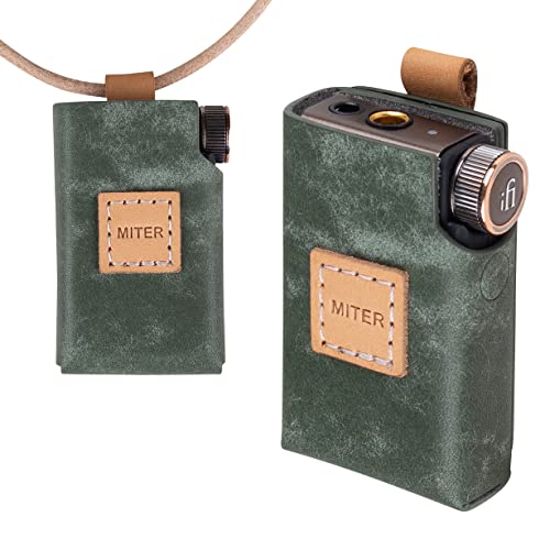 MITER CASE, IFi Go Blu DAC, hecha a mano Italia Pueblo Funda de piel con cordón para collar GoBlu (verde) Cover