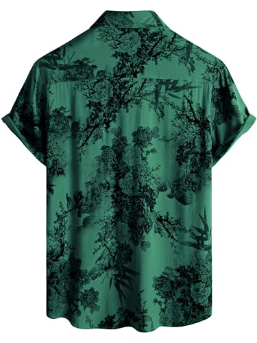 Image of JOTOOK Mens Hawaiian Shirt Short Sleeve Button Down Tropical Shirts Casual Floral Summer Beach Shirt