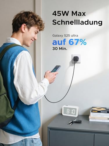 UGREEN USB C Ladegerät 45W, Kompaktes Netzteil PPS, PD Schnellladegerät – Ansicht 3