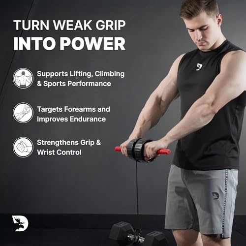 Image of DMoose Fitness Forearm Strengthener & Wrist Roller - Non-Slip Thicker Handles, 35 inch Durable Nylon Strap - Grip Trainer for Wrist, Hand & Forearm Muscles - Arm Exerciser for Strength Training & Rehab