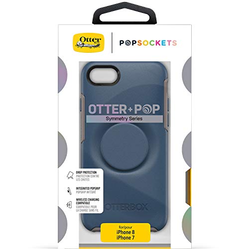 Coque iPhone 8 Otter Plus Pop Symmetry bleue pour photos d'une main