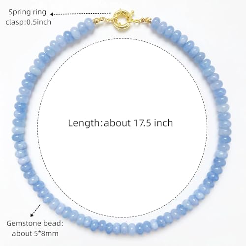 Beaded Gemstone Necklace for Women, Pure Color Boho Bead Choker Natural Stone Surfer Beach Rainbow Beads 18K Gold Plated DIY Handmade Jewelry Charm Trendy Birthday Gifts2