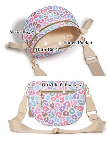 Image of Pure Colour Crossbody Bag Bum Bag for Women,Spacious Purse Fanny Packs Belt Bag,Oversized Bum Bag (Colorful Leopard Print Bum Bag)