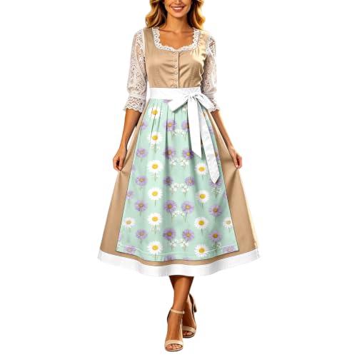 Vestido de tirolesa KrüGer con diseño floral elegante y lazo en la cintura imperio