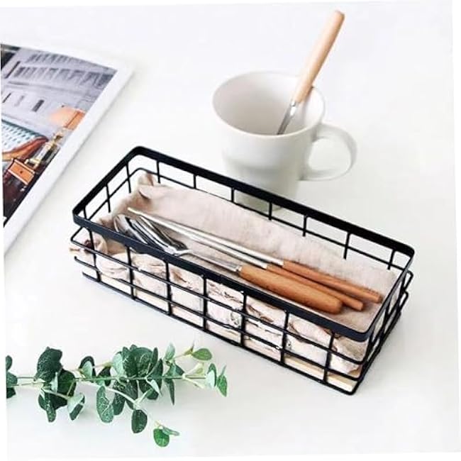 Small Basket,Wire Storage Basket Bins Organizer,Metal Wire Basket Bathroom Detachable Wood Base Storage Organizer Bin Basket for Kitchen Cabinets, Bathroom, Pantry, Garage