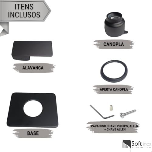 SOFTINOX Acabamento P/Registro Banheiro Monocomando Base Deca Black Matte