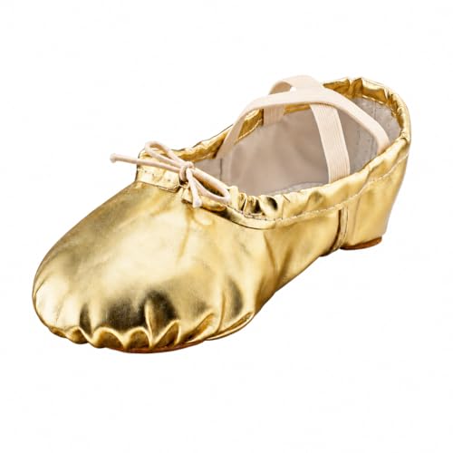 MSMAX Mujer PU Zapatos de Baile de Ballet Split con Suela Suave, Dorado