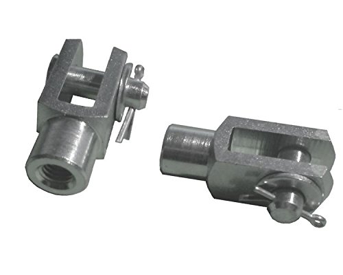 Preisvergleich Produktbild 2 Stück - Gabelkopf 5x10 - M5 + Sicherungsbolzen / Splintbolzen verzinkt