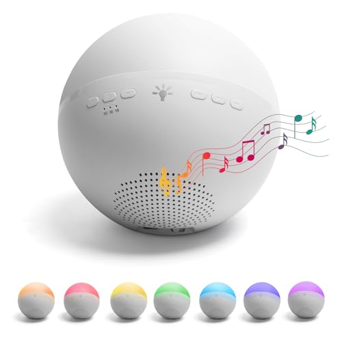 Aigostar Luz Nocturna Infantil de 22 Sonidos Relajantes, 7 Colores Lámpara de Mesita de Noche con Temporizador, Lámpara de Noche USB Recargable para Dormitorio, Salón, Regalo para Bebé, Niño, Adulto