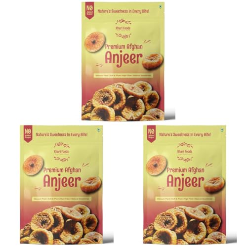 Image of Khari Foods Premium Afghan Figs, Vacuum Anjeer Dry Fruits, High Fiber, Immuntiy Booster, No Added Sugar (Pack of 3)