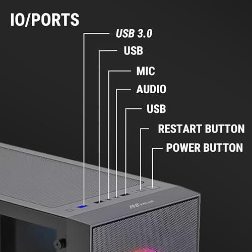 Image of Ant Value VM40 ATX Computer Case /Gaming Cabinet - Black | Support ITX | Pre-Installed 3 Front & 1 Rear Rainbow Fans