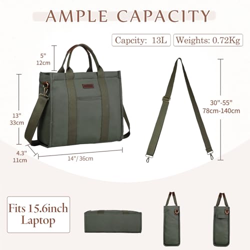 Image of VASCHY Canvas Tote bag, Casual Reusable Work Totes for Women Teachers with Zippers Pockets Crossbody Shoulder Bag Purse