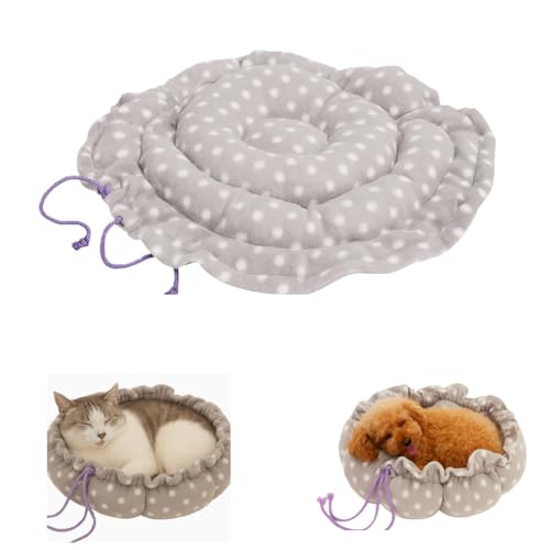 Luiale Cuscino Materassino per Cani e Gatti di Piccola Taglia, Ø 45 cm – Soffice Tappeto Rotondo in Pile Sherpa Lavabile e Trasportabile – Ideale per Cuccioli