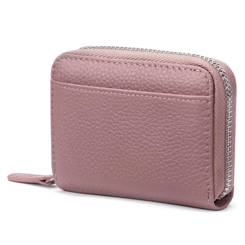 Image of SENDEFN RFID Credit Card Holder for Women Small Leather Zipper Card Case Wallet 15 Slots