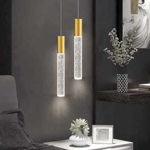 Image of Luxurious Crystal Bubble Pendant Light | 3 in 1 LED Color Modern Ceiling Light for Bedroom, Living Room, Kitchen, Dining Room & Restaurants Antique Gold Finish Hanging Light for Home Decor