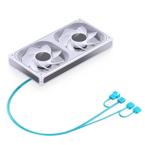 Image of JONSBO ZB-240WR (Reverse) PC Case Fan, Reverse Blade Silent Computer Fan with Axis & 4-Sides Infinity Mirror, All-in-One, Single Frame Unit with 2x120mm ARGB Fans, PWM 1800RPM, 28MM Thick,White