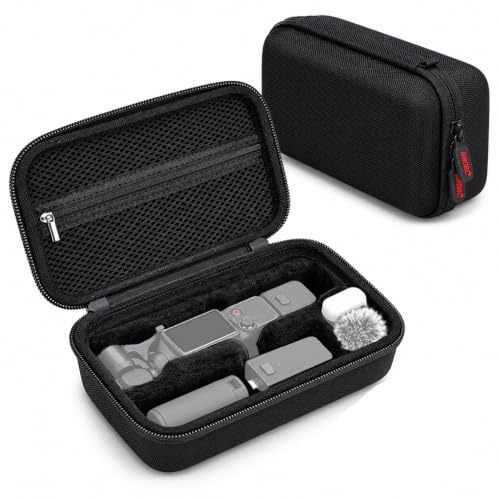 Image of ZORBES Compatible with DJI Osmo Pocket 4, Action Camera Hard Shell Nylon Travel Case Accessories Bag with Plush Liner Compartment & Mesh Pocket, Anti-Scratch Carry Case with Hand Strap, 23.5x13x8.4cm