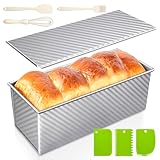 Dipanist 2.2lb Pullman Loaf Pan with Lid, Nonstick Carbon Steel Square Bread Pan for Baking Shokupan, Sandwich, Pain de Mie & Sourdough – Includes 6 Bonus Tools