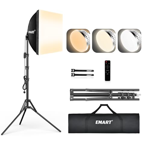 EMART Softbox Lighting Kit 40x40cm Professional Soft Box with 85W LED Photo Bulbs Photography Continuous Light For Portraits Video Product Shooting and Filming