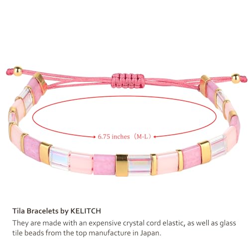 Image of KELITCH Colorful Tila Beaded Bracelets Women Strand Friendship Bracelet Handmade New Link Cuff Bracelets