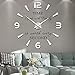 Mintime Rahmenlose 3D DIY Wanduhr XXL Stumm Spiegel Aufkleber Home Office Schule Dekoration (Silber)