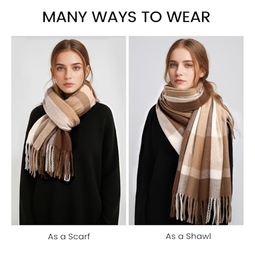 Winter Scarfs for Women - Fashion Cashmere Feel Plaid Scarf, Long Blanket Scarf, Chunky Winter/Fall Women's Pashmina Shawls and Wraps3
