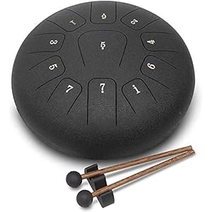VEVOR tongtrommel van staal, 13 noten, trommel met tong, zwart, 12 inch, tong drum mini percussie-instrument