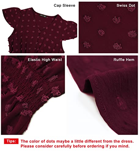 Image of PRETTYGARDEN Womens Dresses 2026 Summer Maxi Dress Boho Short Sleeve V Neck Swiss Dot Ruffle Tiered Smocked Flowy Long Dress