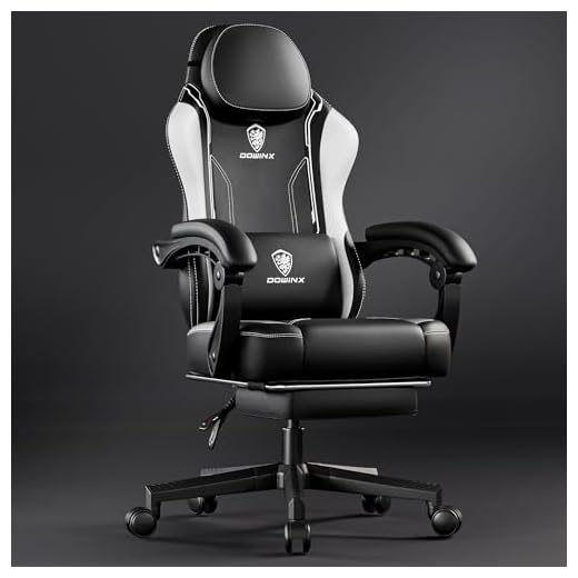 Dowinx Silla de gaming Racing Gamer, silla ergonómica para gaming con soporte lumbar, silla de gaming, de piel sintética, respaldo ancho de 150 kg, color blanco