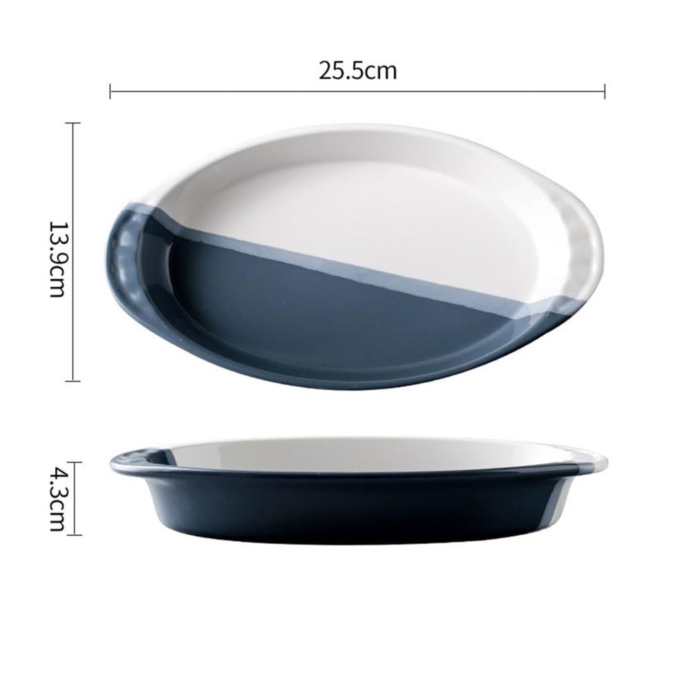 Forma do pieczenia, Kreatywne naczynie do pieczenia, ceramiczny talerz zapiekania sera i ryżu, mikrofalówka, naczynia gotowania warzyw, domowe, miska(Blue,S)