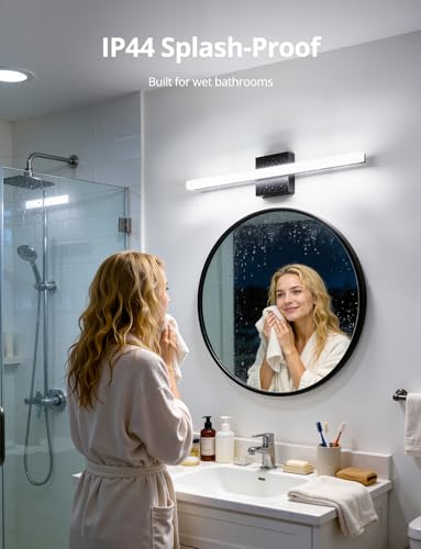 image for Combuh LED Bathroom Light Fixtures Over Mirror 24 Inch 14W, Black Vani