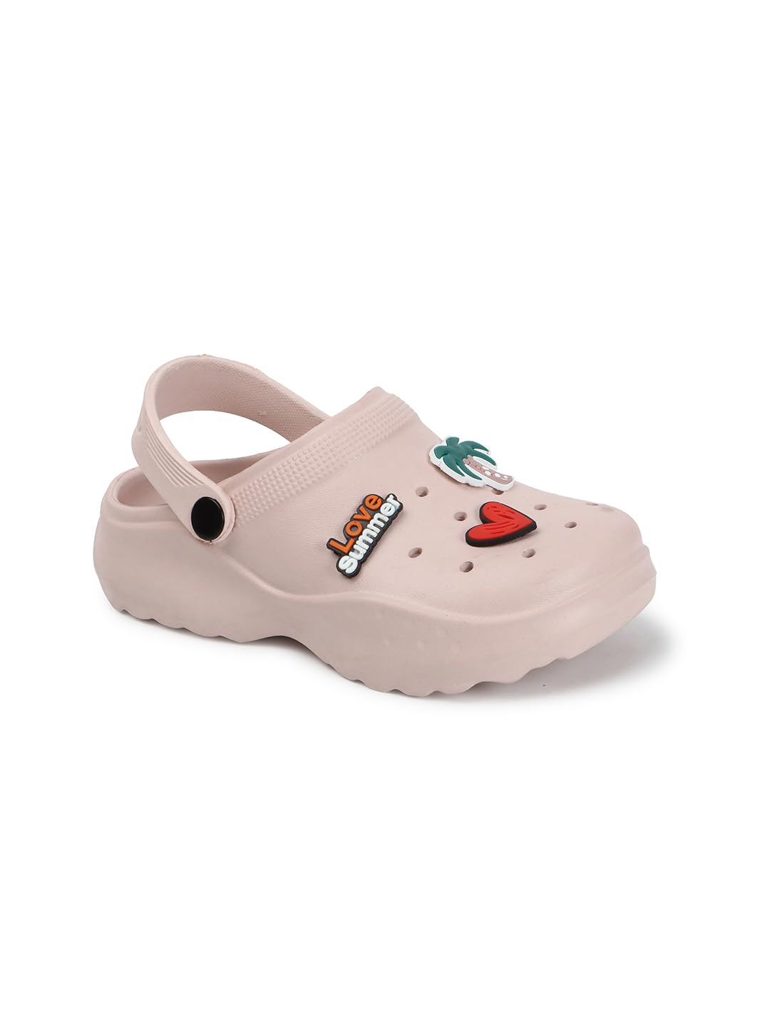 Clog Sandals with Charms, Light Pink, Slip-On Style, Textured Footbed, Adjustable Heel Strap-image-7