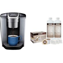 Keurig K-Elite Single-Serve K-Cup Pod Coffee Maker, Brushed Silver & Brewer Maintenance Kit, Includes Descaling Solution, Water Filter Cartridges & Rinse Pods