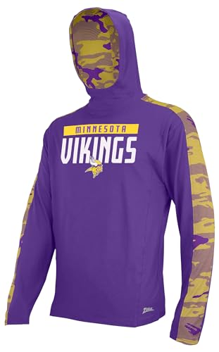 Zubaz Officially Licensed Men's NFL Solid Elevated Lw Hooie with Team Camo Liner, Minnesota Vikings, Size Small