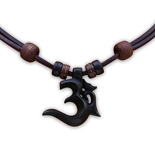 HANA LIMA Halskette Om Shiva Buddha Indien Lederkette...