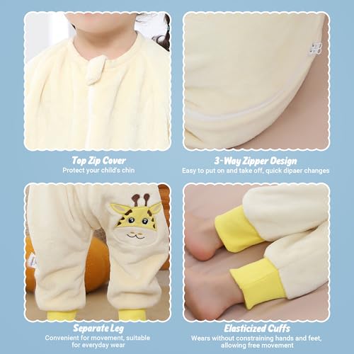Image of MICHLEY Flannel Baby Sleeping Bag Unisex Pajamas, Long Sleeve Zipper Wearable Sleeping Sack for Autumn Winter Boys Girls