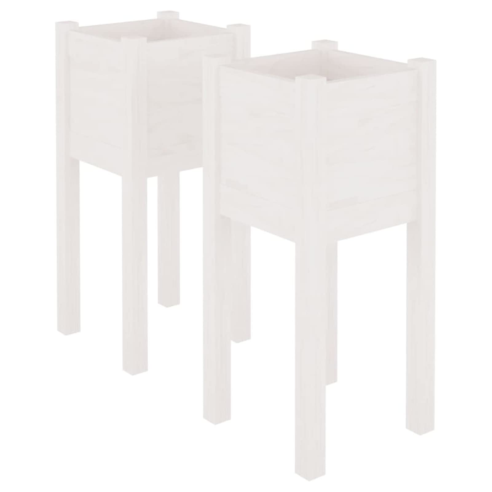 Jardineras 2 uds, Huerto Urbano Terraza, Huerto En Casa, Tierra Huerto Urbano, Huerto Vertical, Mesa De Cultivo, Madera Maciza de Pino Blanco 31x31x70 cm