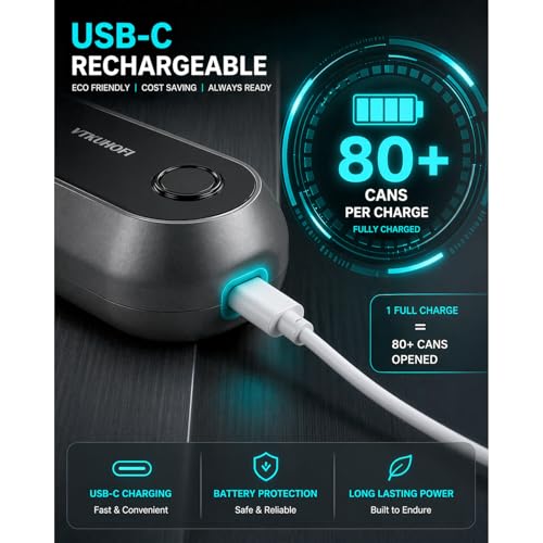 Image of Rechargeable Electric Can Opener, Handsfree Automatic Can Opener Electric, Side Cut Smooth Edge, Magnet Lid Lifter, Stainless Steel Professional-Grade Blade, for Elderly and Arthritic Users