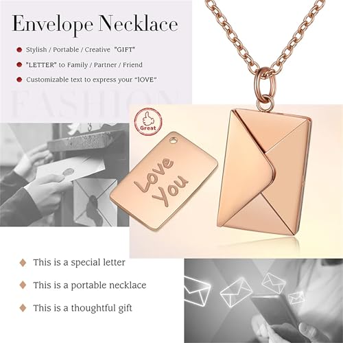 MeiceM Customized Envelope Necklace,Best Friend gift,friendship necklace,Secret message pendant,photo locket,Hidden message necklace,engraved pendant Mom's Gift3